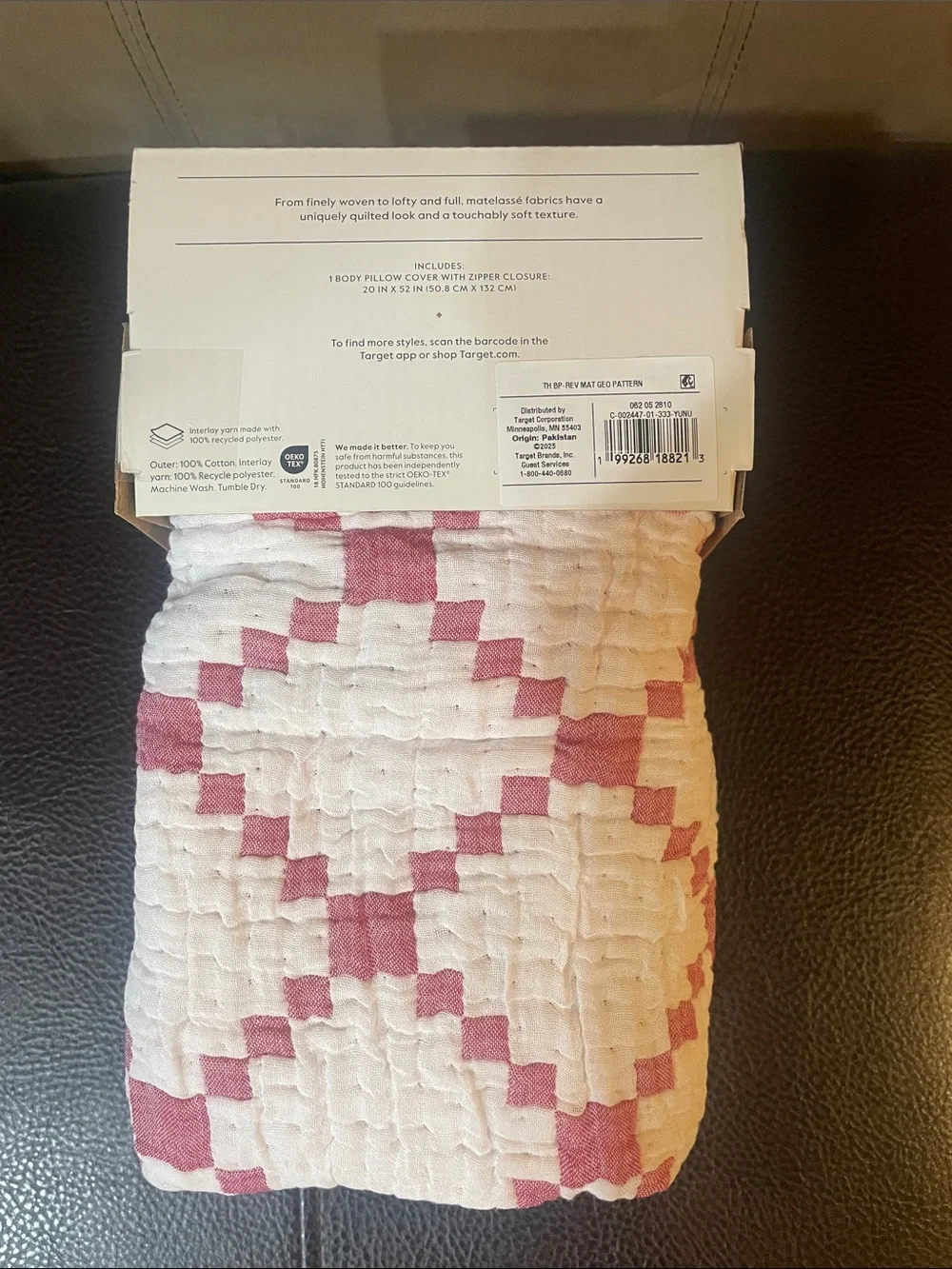 Threshold Matelassé Body Pillow Cover Reversible NEW